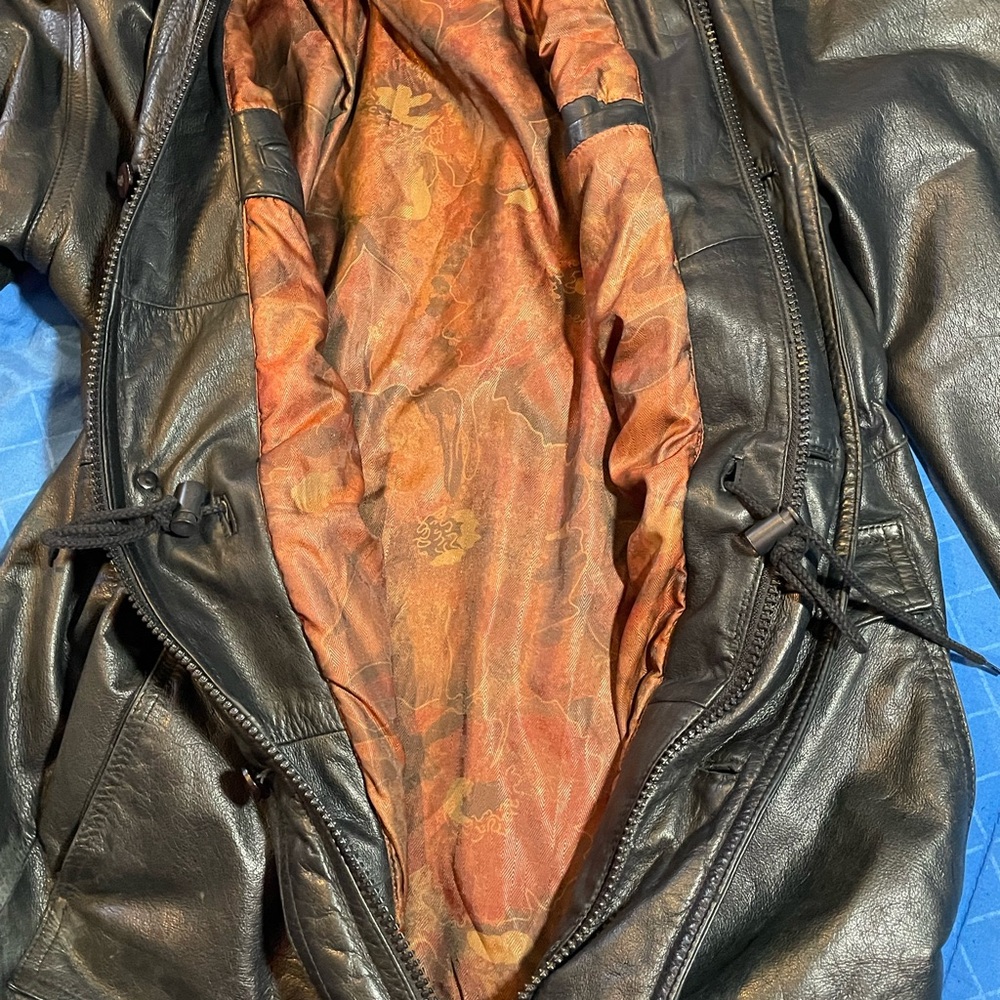 Aggio black leather racer jacket full zip size L - Picture 9 of 11